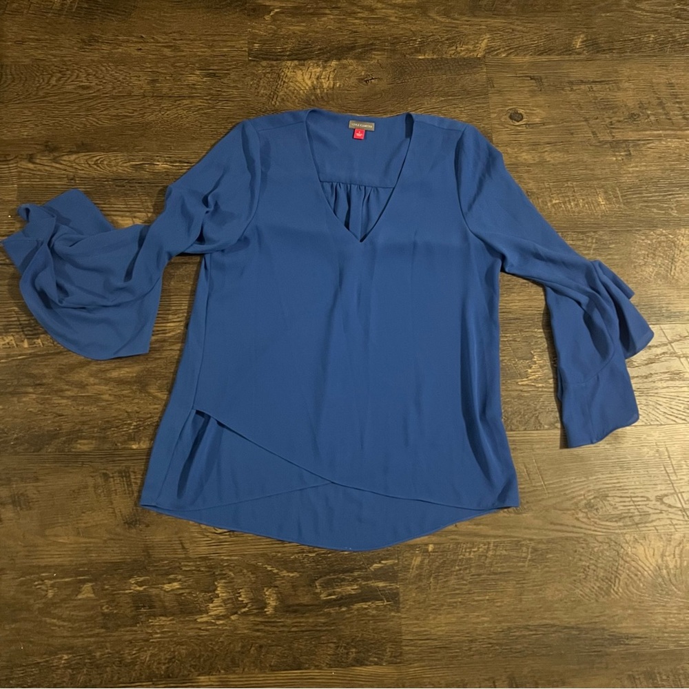 Vince Camuto Elegant Blue Women's Top frilly sleeve small Royal